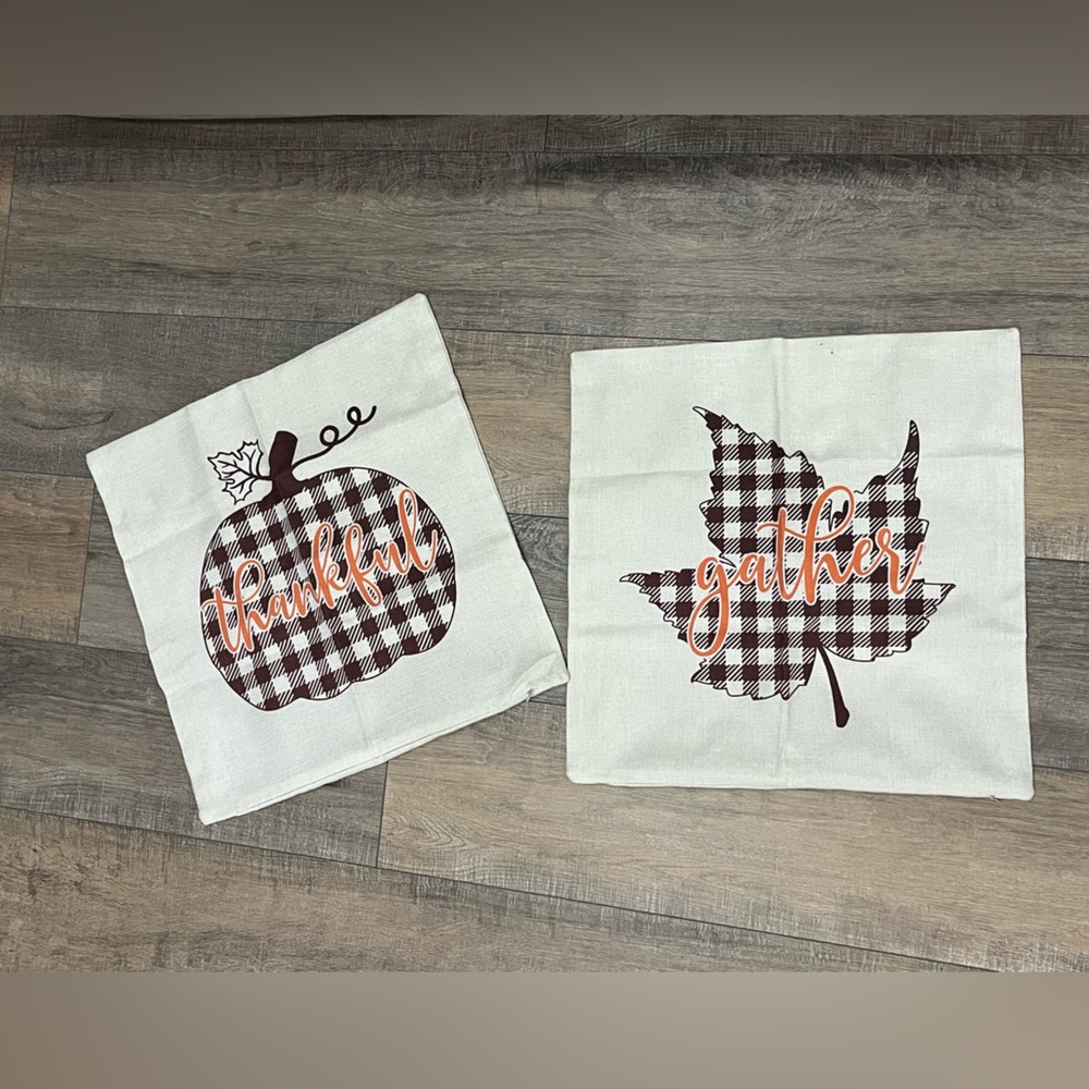 Fall ~Ex Used Condition pillow cover set GUC ~ 18x18” ⭐️2 for $14 item⭐️